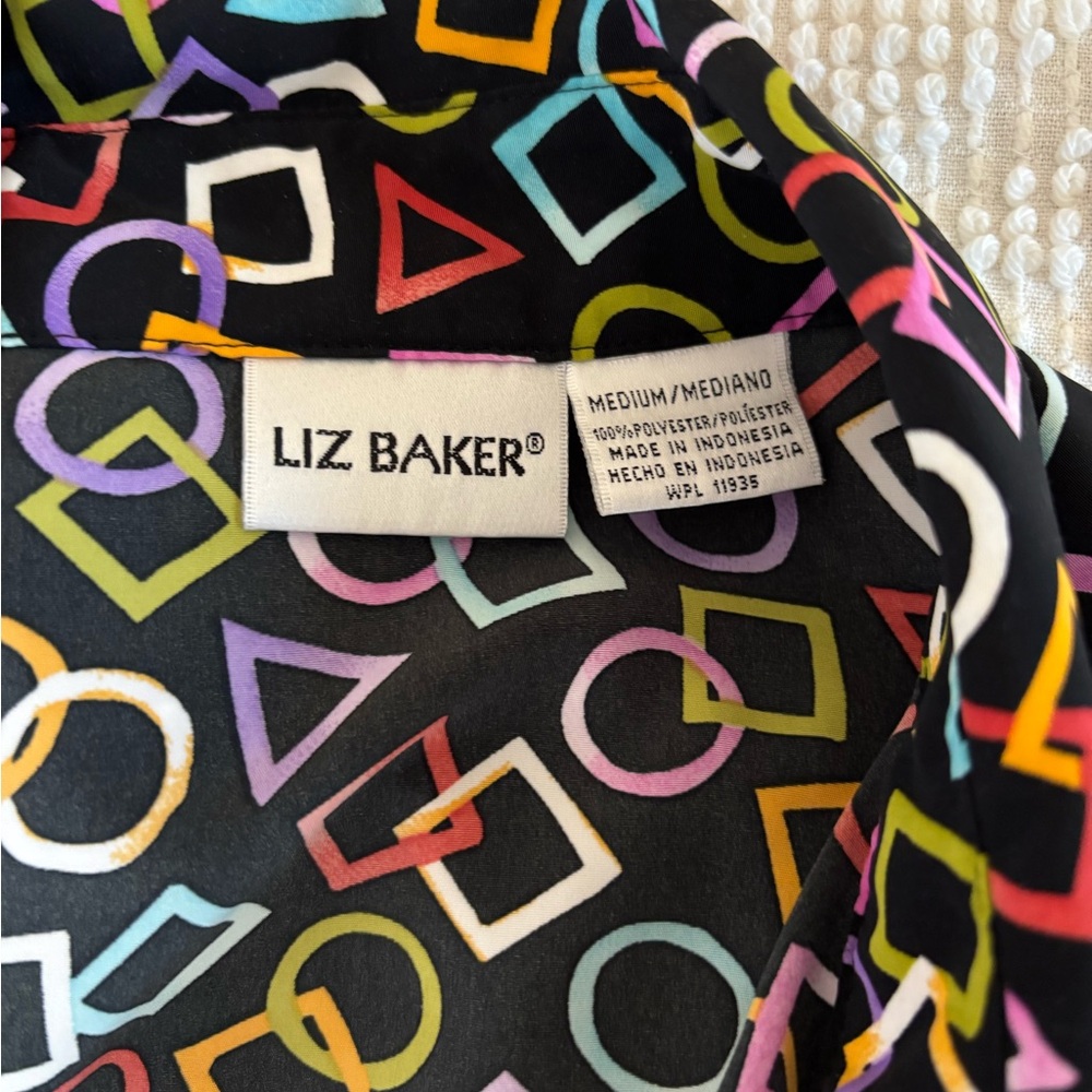 ColorfulLiz Baker Geometric Patterned Shirt Size large 80s chic - Picture 5 of 5